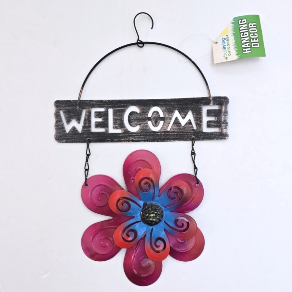 NWT Rustic Metal Welcome Sign Outdoor Indoor Garden Trend Hanging Home Decor - Picture 5 of 5